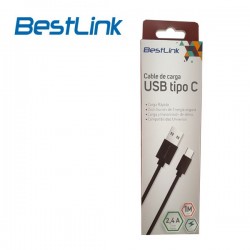 Cable USB Tipo C Carga Rápida de 2,4amp Negro 1m