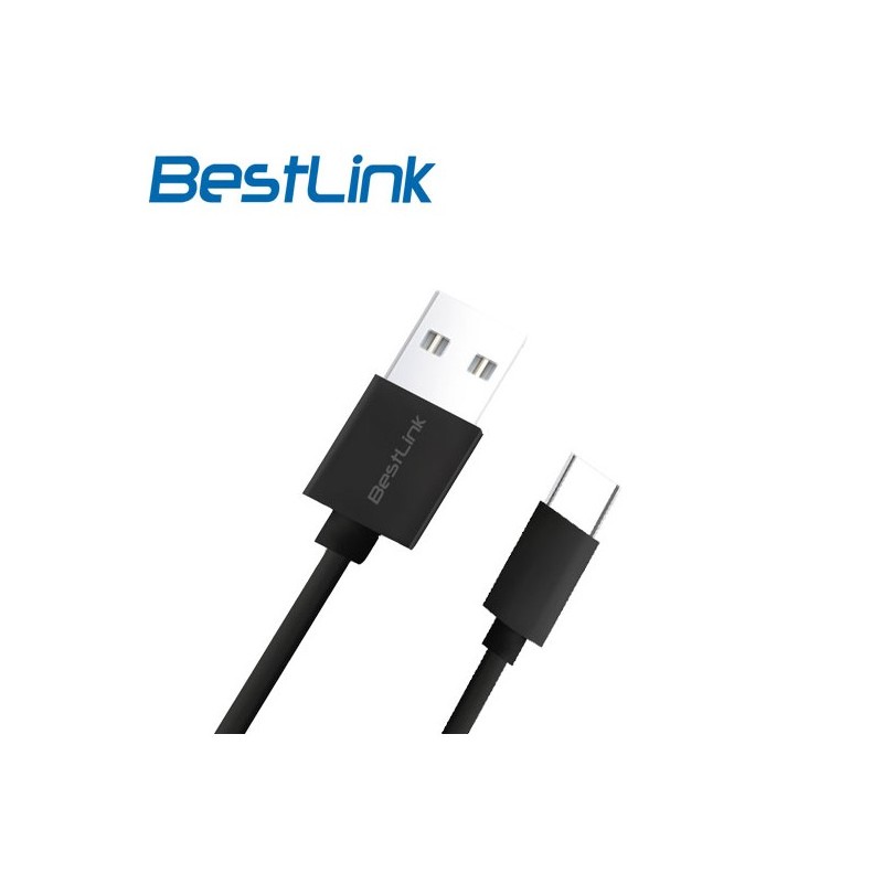 Cable USB Tipo C Carga Rápida de 2,4amp Negro 1m