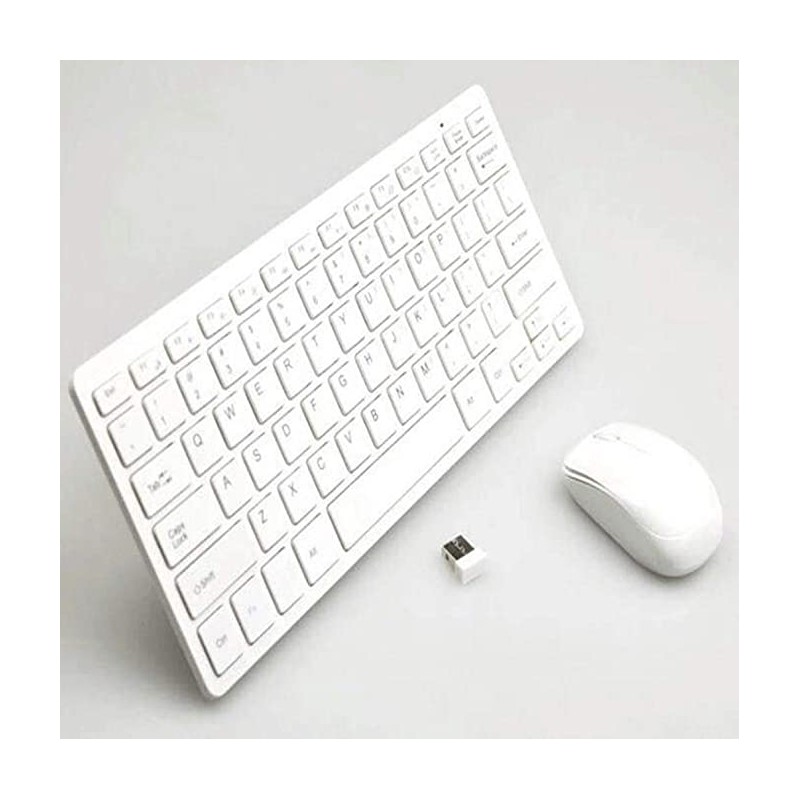 Combo Mini Teclado y Mouse Inalámbrico 2.4G Blanco