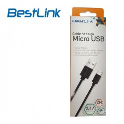 Cable Cargador de 2,4amp Micro USB Negro 2m