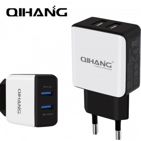 Cargador Carga Rapida 2.1A 2USB Sin Cable QIHANG QH-C900