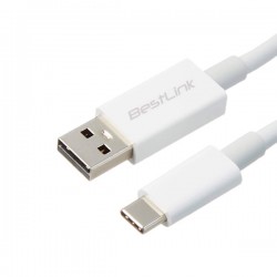 Cable USB Tipo C Carga Rápida de 2.4amp Blanco 2m