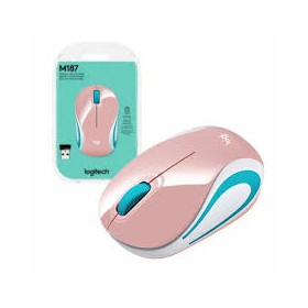 Mini Mouse Logitech M187 Óptico, Inalámbrico Rosa