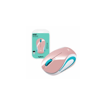 Mini Mouse Logitech M187 Óptico, Inalámbrico Rosa