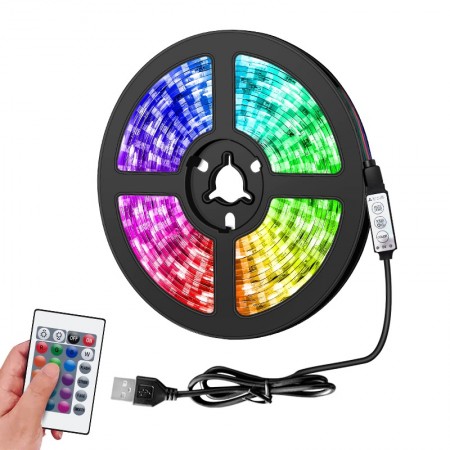 Cinta Led USB 5V RGB 5050 48 Led Control Remoto 3mts Multicolor