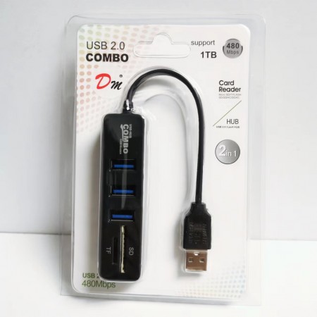 Lector Memorias USB A 2USB+TF+SD