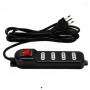 Alargador de Corriente 3m 4pos. C/Switch Negro ME-069B