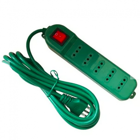 Alargador de Corriente 3m 5pos. C/Switch Verde ME-071V