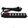 Alargador de Corriente 3m 6pos. C/Switch Negro ME-070B