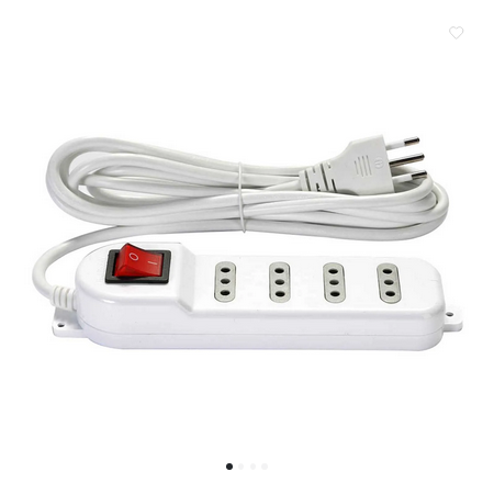 Alargador de Corriente 3m 4pos. C/Switch Blanco ME-069W