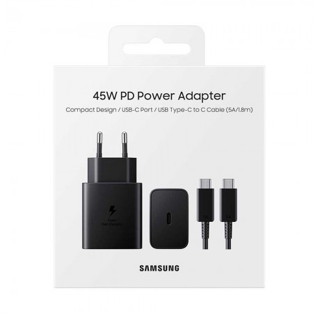 Cargador Celular Samsung 45W Usb C a Usb C Negro