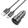 Cargador Auto Hoco Z52 Spacious PD38W Cable Tipo C Negro